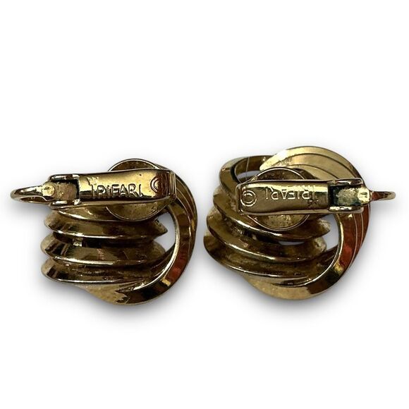 Vintage Signed Trifari Gold Toned Knot Clip On Earrings - Picture 5 of 8